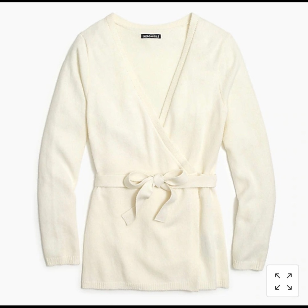 J Crew Factory cream wrap sweater.